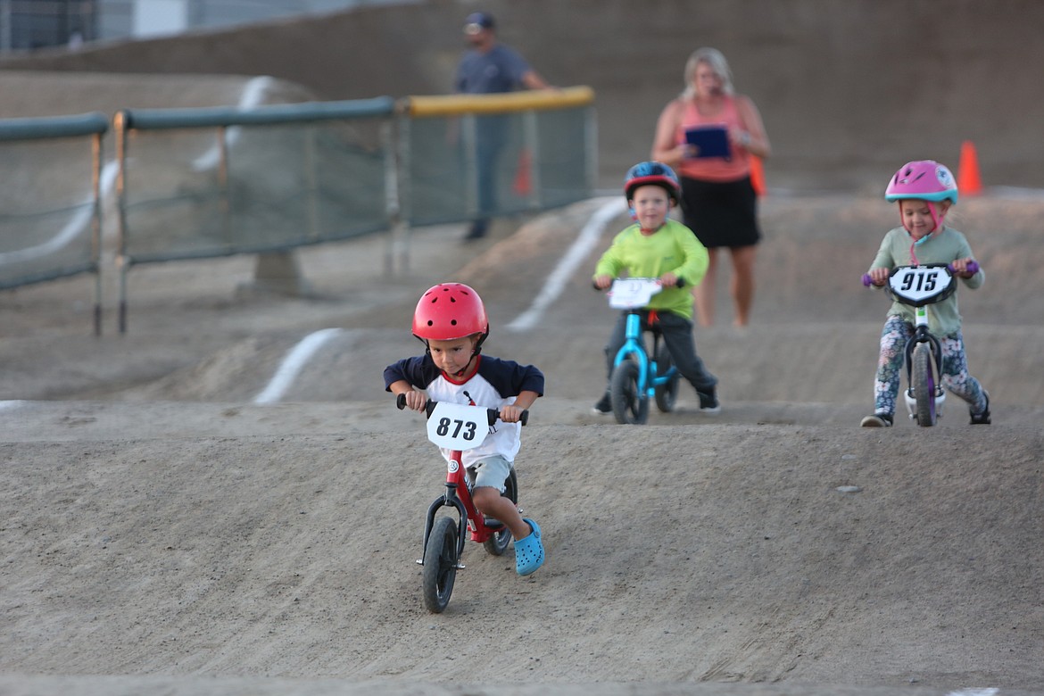 Riders of all ages had runs in the races, including these young riders participating in the striders race.