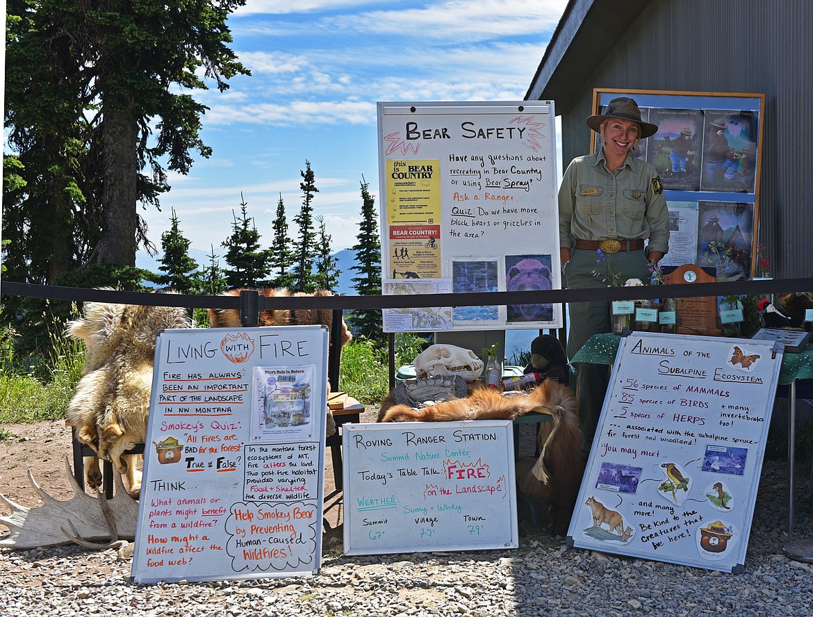 The Summit Nature Center has set up outdoors this summer and offers nature discovery walks twice a day along with other fun and educational activities. (Julie Engler/Whitefish Pilot)