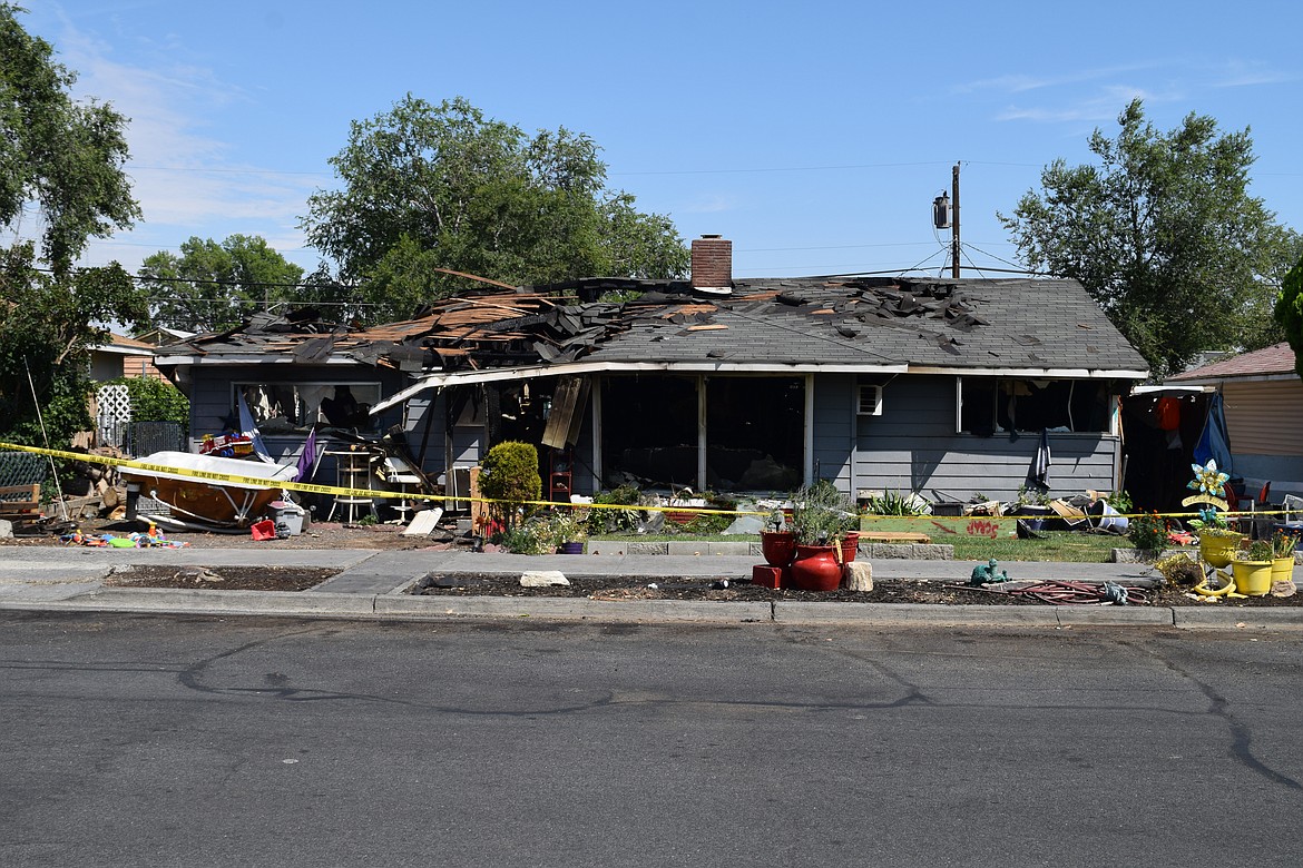 One firefighter was injured responding to the fire in this residence in the 500 block of Canterbury Street in Moses Lake on Monday, according to the Moses Lake Fire Department.