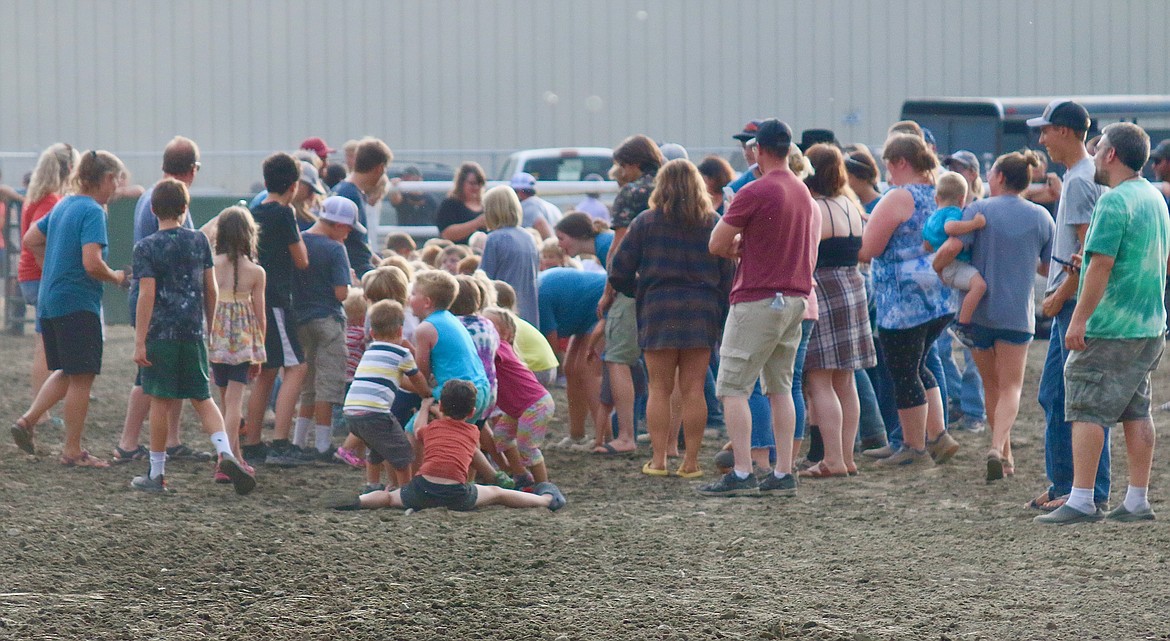 Little ones play tug of war at the 102nd Boundary County Fair during Family Fun Night.