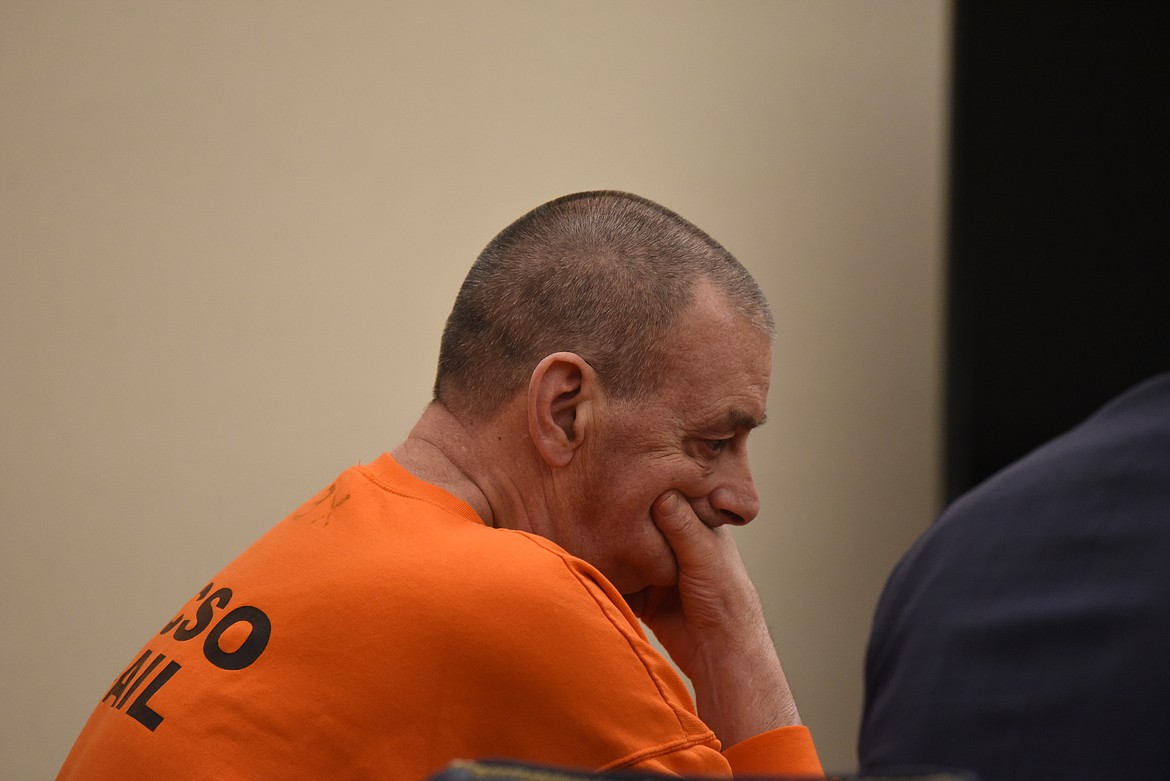 James Frederick McLeod listens at his sentencing on a single count of sexual intercourse without consent charge in Flathead County District Court on Aug. 11, 2022. (Derrick Perkins/Daily Inter Lake)