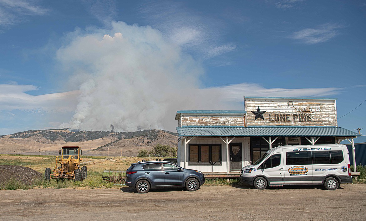 The Garceau Fire, a human-caused wildfire about 10 air miles from Polson, as seen from Lone Pine. The blaze, first reported Aug. 16, has grown to 1,500 acres.(Tracy Scott/VP/MI)