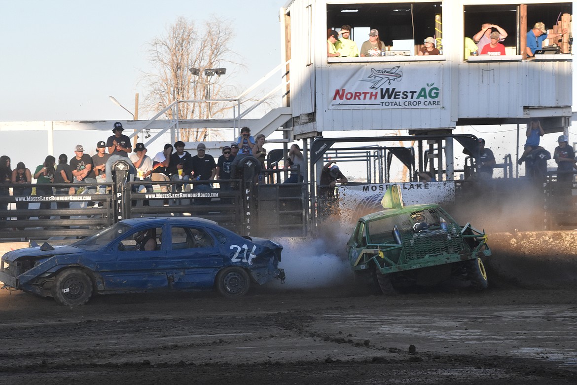 Cars struggled to stay on track as they were pushed, bumped and hit by other cars trying to make their way around the track.