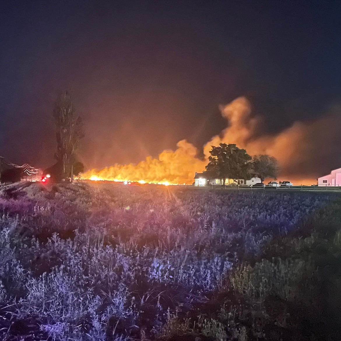 The fire in the 21000 block of Road A-NW burned about 10 acres Thursday evening in Soap Lake.