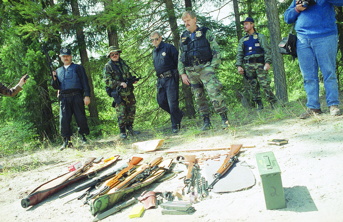 Confiscated weapons in Naples, Idaho, Aug. 26, 1992.