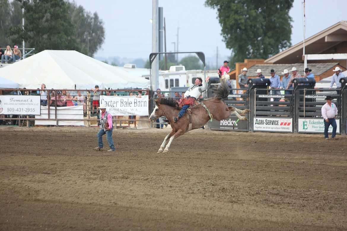 The Moses Lake Roundup began with the bareback riding event, kicking off an eight-event evening Thursday.