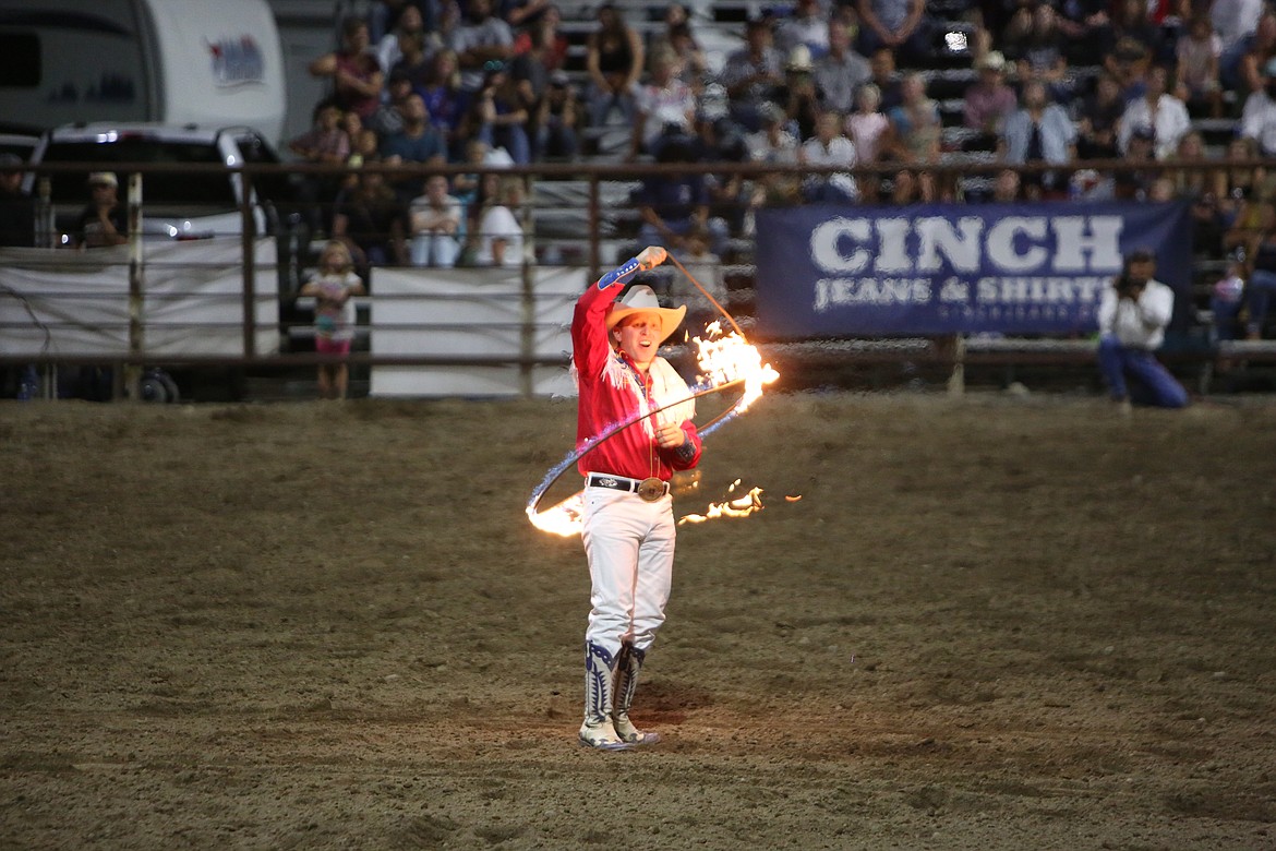 Rider Kiesner performs during an intermission show on Friday, entering the arena to Fall Out Boy’s ‘My Songs Know What You Did In The Dark.’