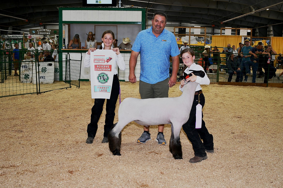 Halsey Middlemist sold her reserve champion lamb for $23.50 per pound to Les Schwab Center Street at the annual Market Livestock Sale at the Northwest Montana Fair on Saturday, Aug. 20, 2022. (Courtesy of Alicia Craft Gower)