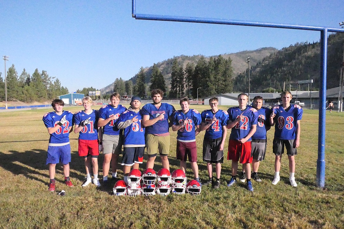 Superior offensive and defensive linemen pose for a group photo following practice last week on the Bobcats' field. The linemen are expected to be a strength of this year's Superior team. (Chuck Bandel/MI-VP)