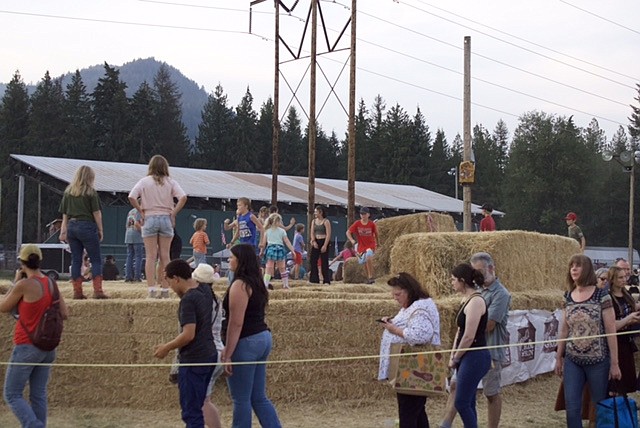The line for the Champions Bull Rides stretched back to the hay bale maze at Bonner County Fair