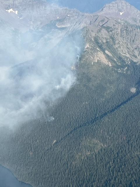 A view of the Quartz Fire in Glacier National Park taken from the air on Aug. 21. (Courtesy photo)