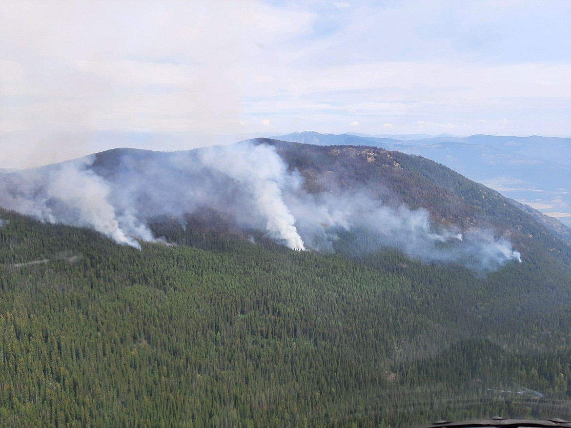 An aerial view of the Eneas Peak Fire in Boundary County.