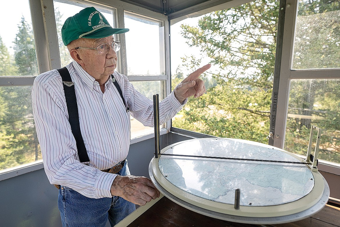 Ronald Buentemeier has probably one of the most unique yard ornaments in the Flathead Valley: A real, and fully working, vintage fire lookout tower. (Chris Peterson/Hungry Horse News)