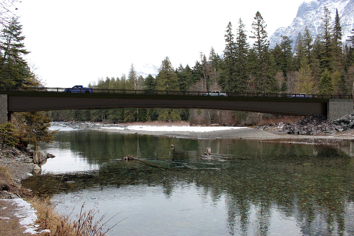 An artist's rendering of the completed bridge project on Upper McDonald Creek in Glacier National Park. (image provided)