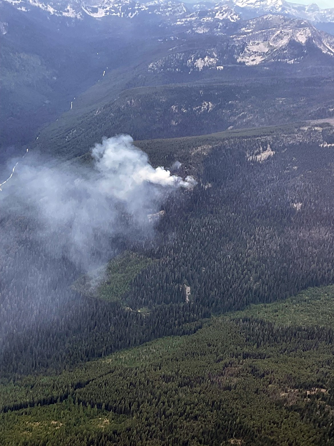 An aerial view of the Trout Fire in Boundary County.