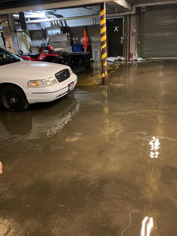 Water builds up in the basement of the Shoshone County Public Safety building.