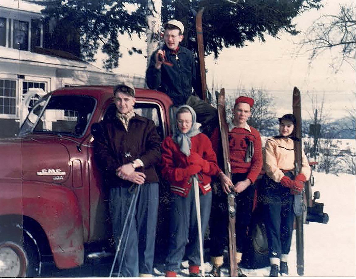 Early Sandpoint area skiers pose for a photo as they get ready to head to the Pine Street Hill in this photo shared by the Kaniksu Land Trust.