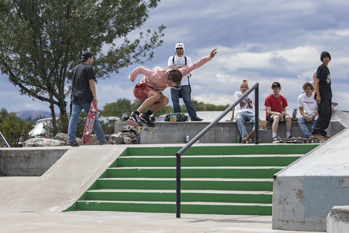 Noah Roberts flies over the five-step obstacle.