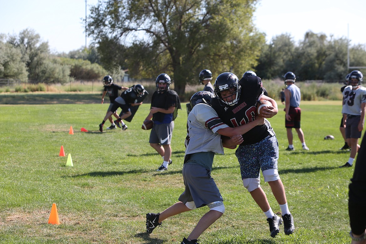 The Warriors spend portions of practice working on tackling, done by drills where a defender and runner will meet at a certain point on the field.