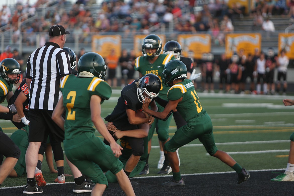 An Ephrata running back dives into the endzone during the team's jamboree.