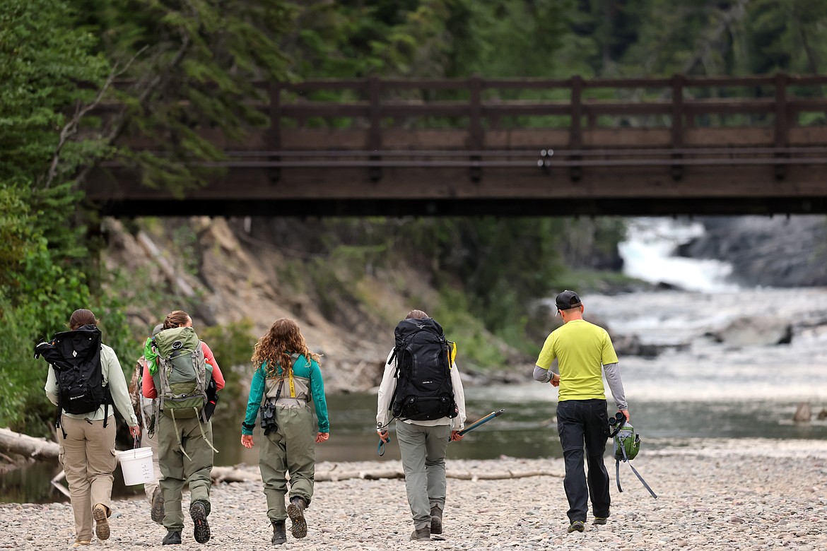 Glacier National Park scientists and volunteers set out along McDonald Creek in search of harlequin ducks Aug. 10. (Jeremy Weber/Daily Inter Lake)