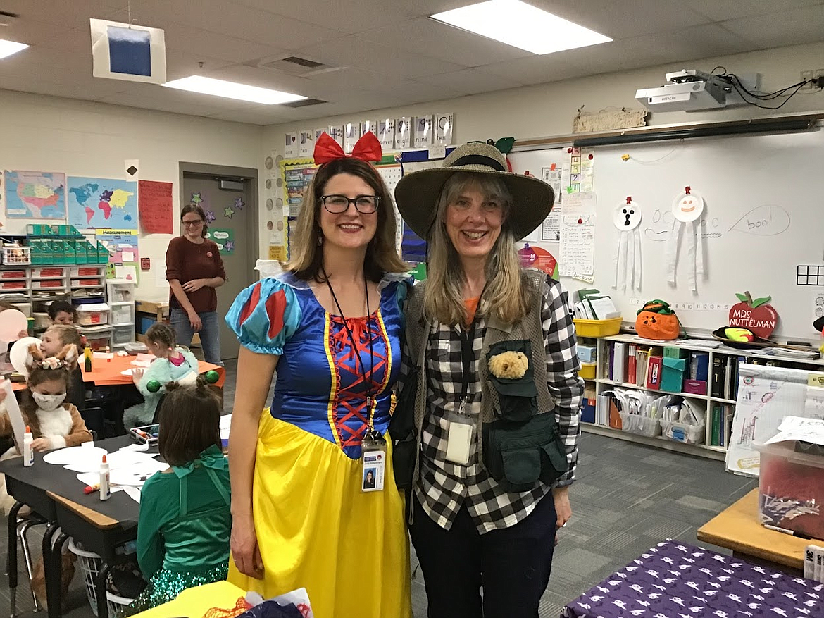 Dalton Elementary Principal Jody Hiltenbrand and first-grade teacher Nancy Nuttelman dress up for Halloween 2021. Nuttelman recently retired. Hiltenbrand told her she has achieved legendary status for her 31 years teaching at Dalton.