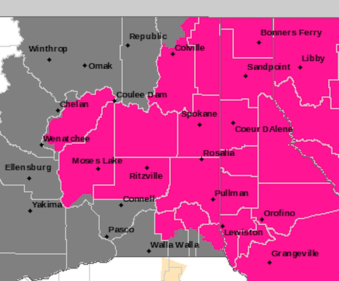 North Idaho and eastern Washington are under red flag warnings throughout the Labor Day weekend, with high heat and increased wind speeds predicted.