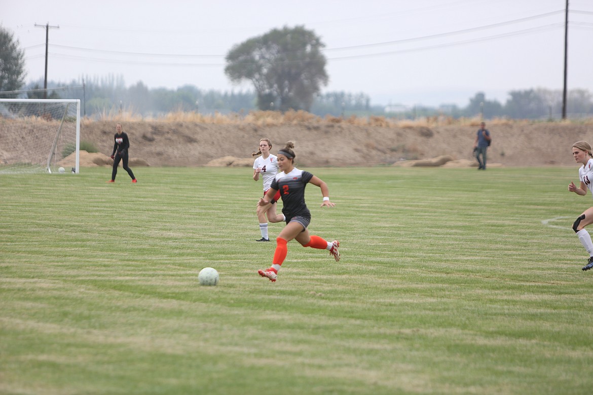 Sophomore forward Karissa Hector runs after a ball in the first half of Ephrata’s 6-0 win.