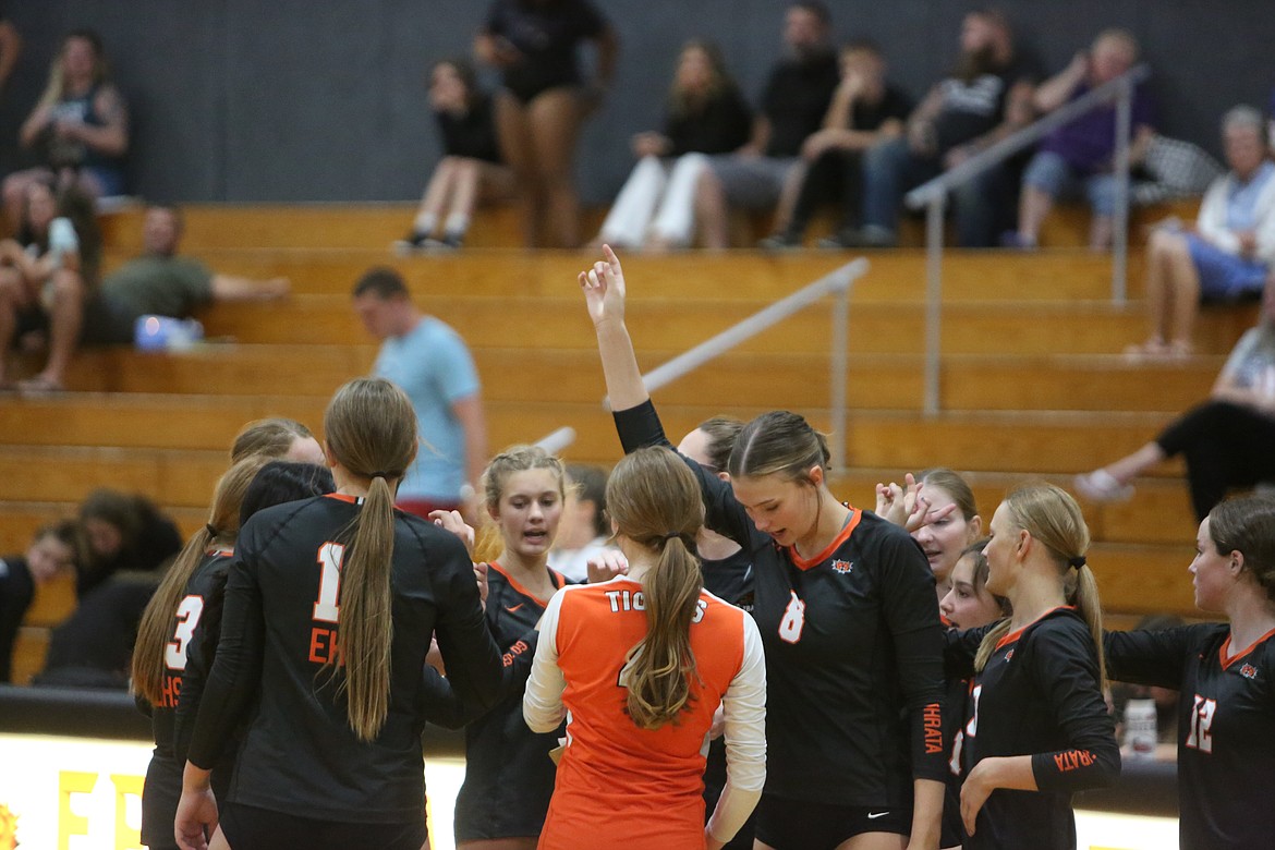 The Ephrata Tigers meet as a unit after sweeping the Cascade Kodiaks in Ephrata’s season opener which they won against their opponents from Leavenworth.