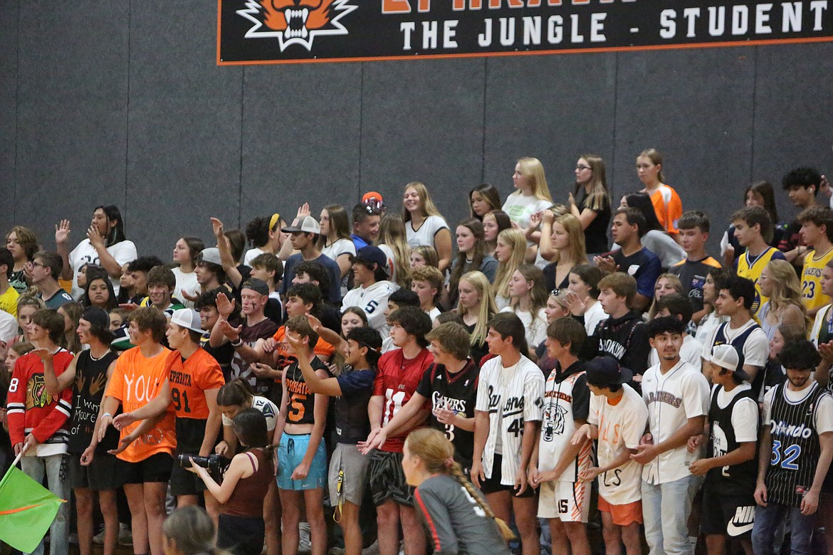 The student section, dressed in different jerseys, celebrated with every point scored by the home team.