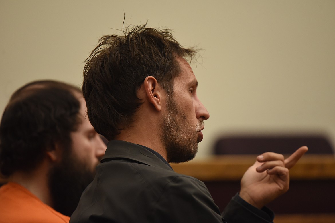 Defense attorney Liam Gallagher objects to a motion to continue the trial of Jonathan Douglas Shaw, who faces deliberate and attempted deliberate homicide charges, during a status hearing in Flathead County District Court on Wednesday, Sept. 7, 2022. (Derrick Perkins/Daily Inter Lake)