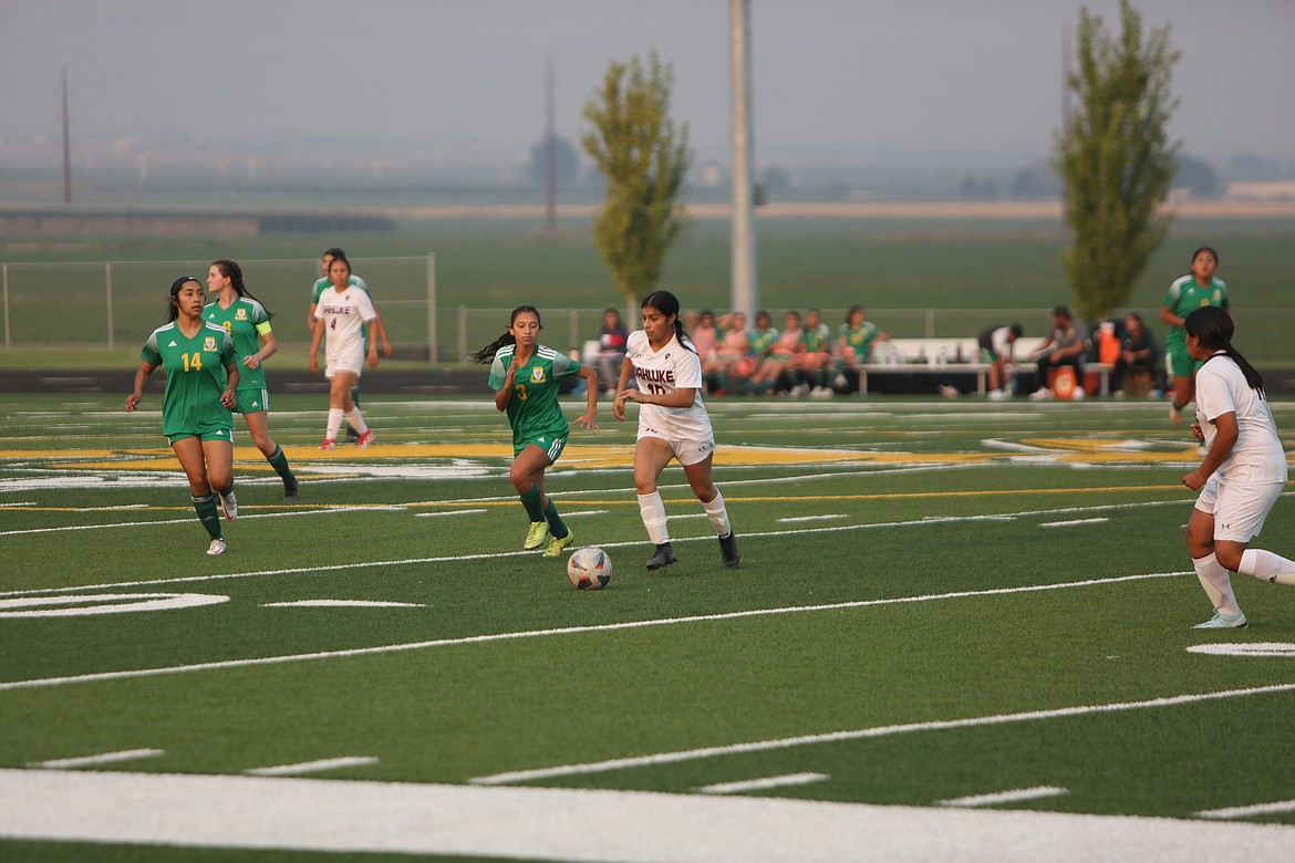 Quincy’s Adelina Perez (3) looks to make a play on the ball during the Jacks’ 1-0 loss to Wahluke.