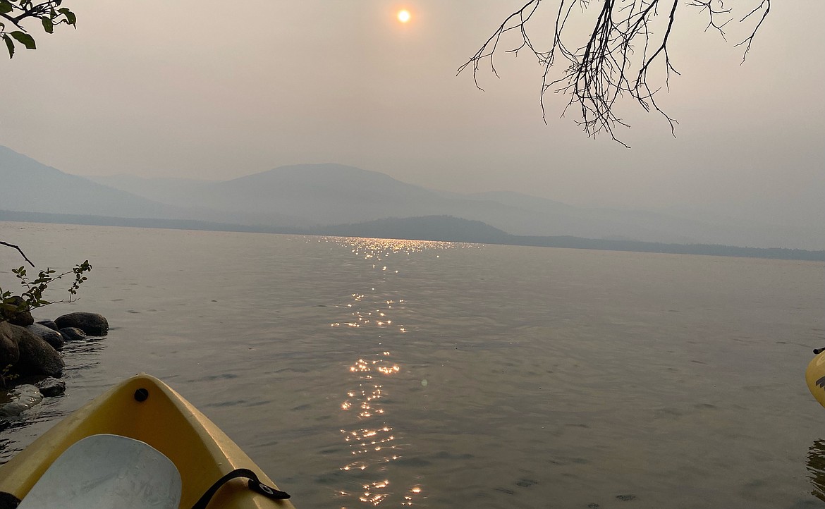 A Coeur d'Alene resident camping on Priest Lake took this smoky photo at 8 a.m. Sunday before a kayak ride.