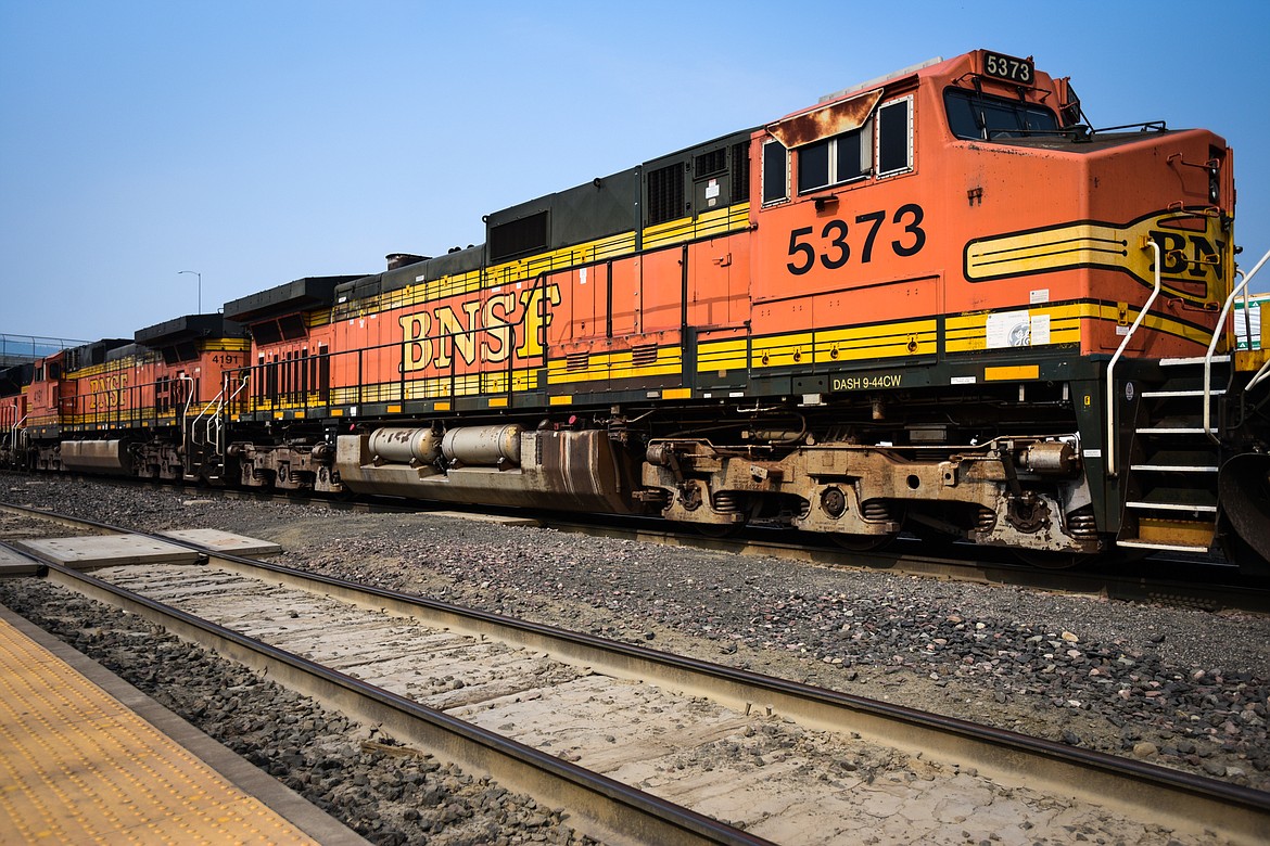 A BNSF freight train at Whitefish Depot on Wednesday, Sept. 14. (Casey Kreider/Daily Inter Lake)