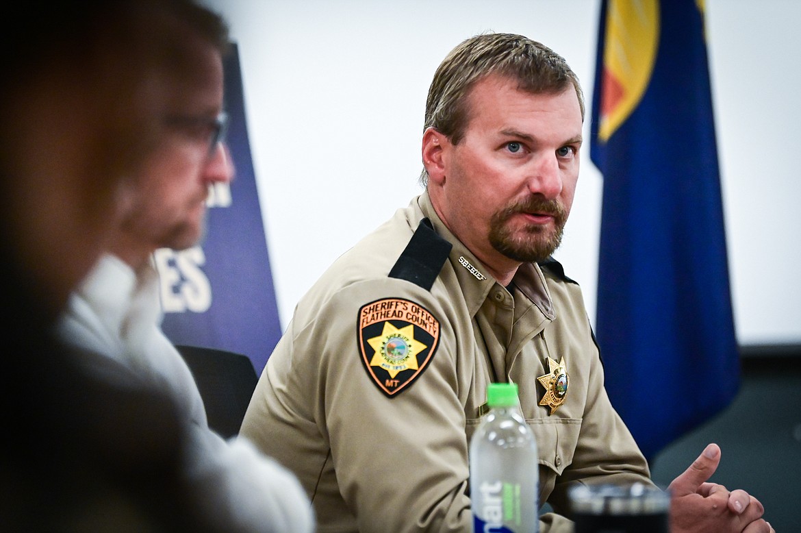 Flathead County Sheriff Brian Heino speaks at a public safety roundtable discussion at the Kalispell Senior Center on Thursday, Sept. 15. (Casey Kreider/Daily Inter Lake)