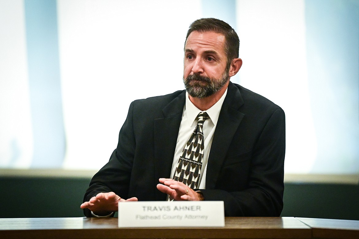 Travis Ahner, Flathead County Attorney, speaks at a public safety roundtable discussion at the Kalispell Senior Center on Thursday, Sept. 15. (Casey Kreider/Daily Inter Lake)