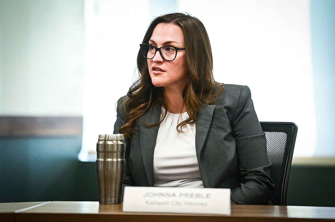 Johnna Preble, Kalispell City Attorney, speaks at a public safety roundtable discussion at the Kalispell Senior Center on Thursday, Sept. 15. (Casey Kreider/Daily Inter Lake)