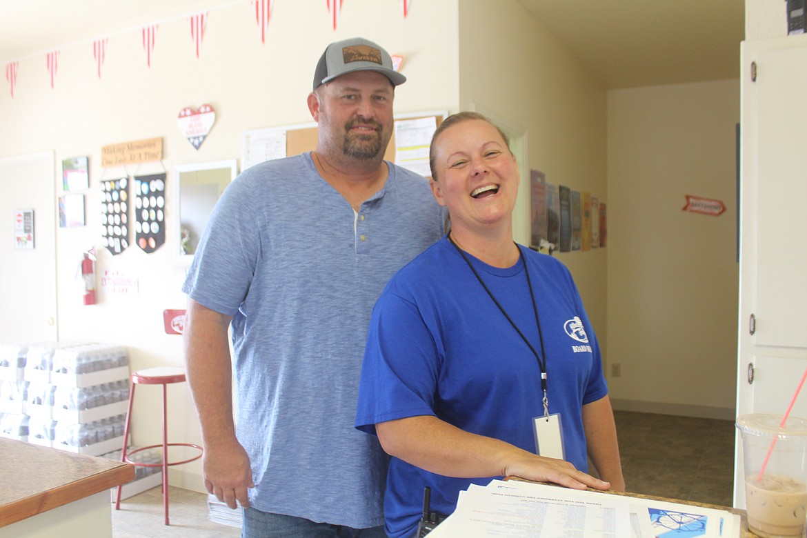 Aaron and Katy Stovern said volunteers put in a lot of time over the summer working on improvements at the Othello Fairgrounds.