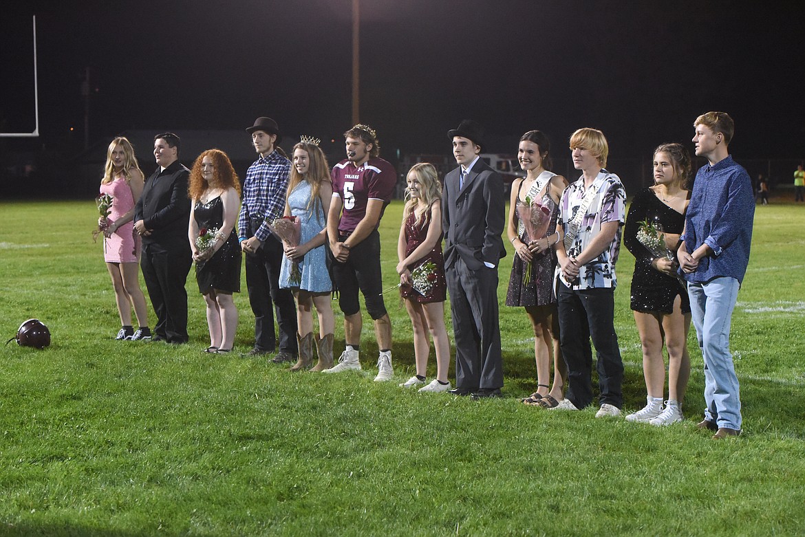 The Troy Homecoming court was presented at halftime of the Trojan's football game against Plains on Friday night. (Scott Shindledecker/The Western News)