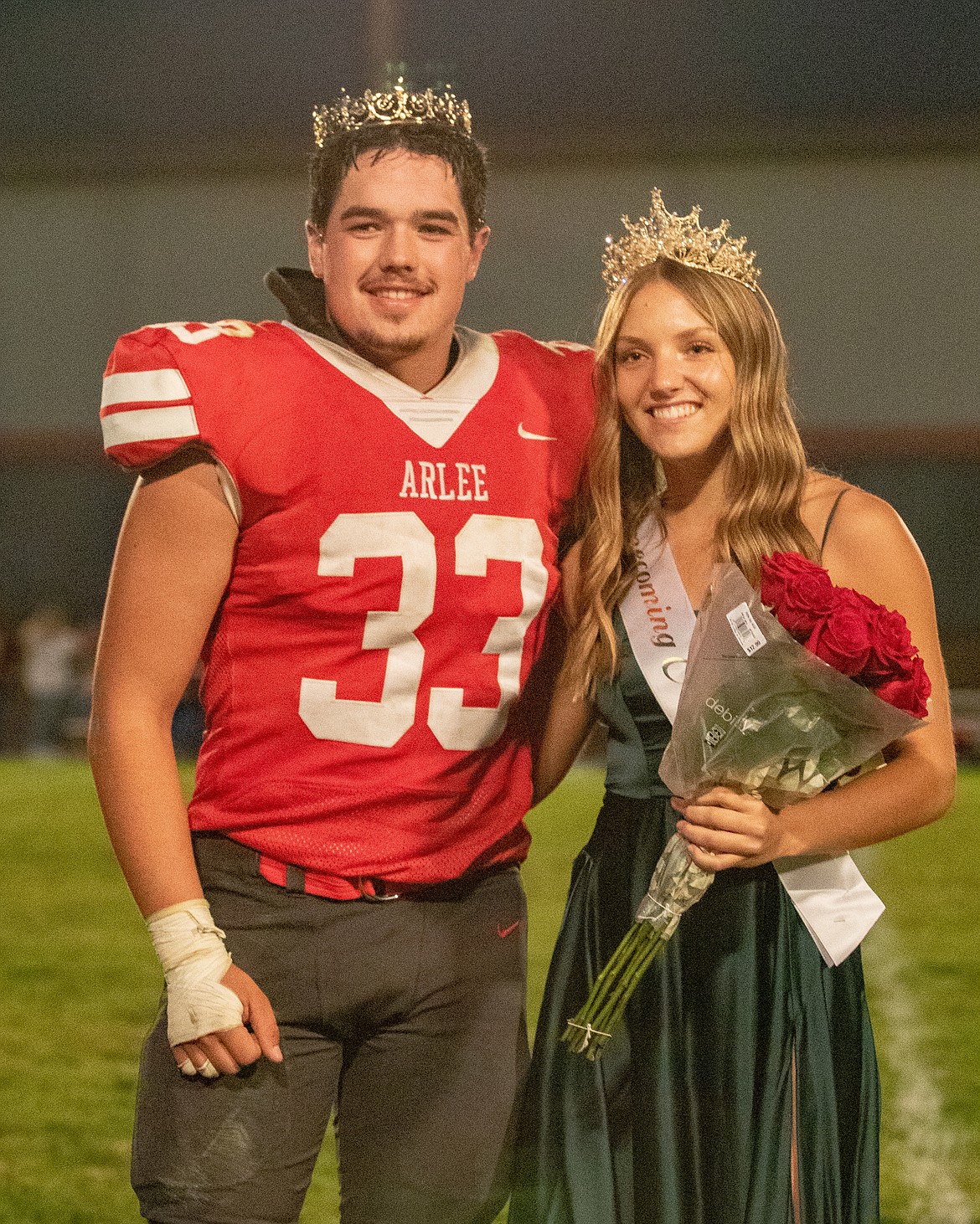Arlee’s Garrett O’Connor and Jerny Crawford were crowed homecoming king and queen during halftime festivities. (Rob Zolman/Lake County Leader)