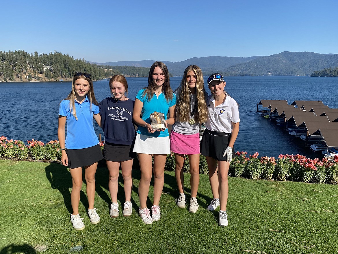 Courtesy photo
Coeur d'Alene High's girls golf team won the Post Falls Invitational on Monday at The Highlands Golf Course in Post Falls. From left are Stella Deitz, Mady Rily, Payton Blood, Sophie Vignale and Hayden Crenshaw.