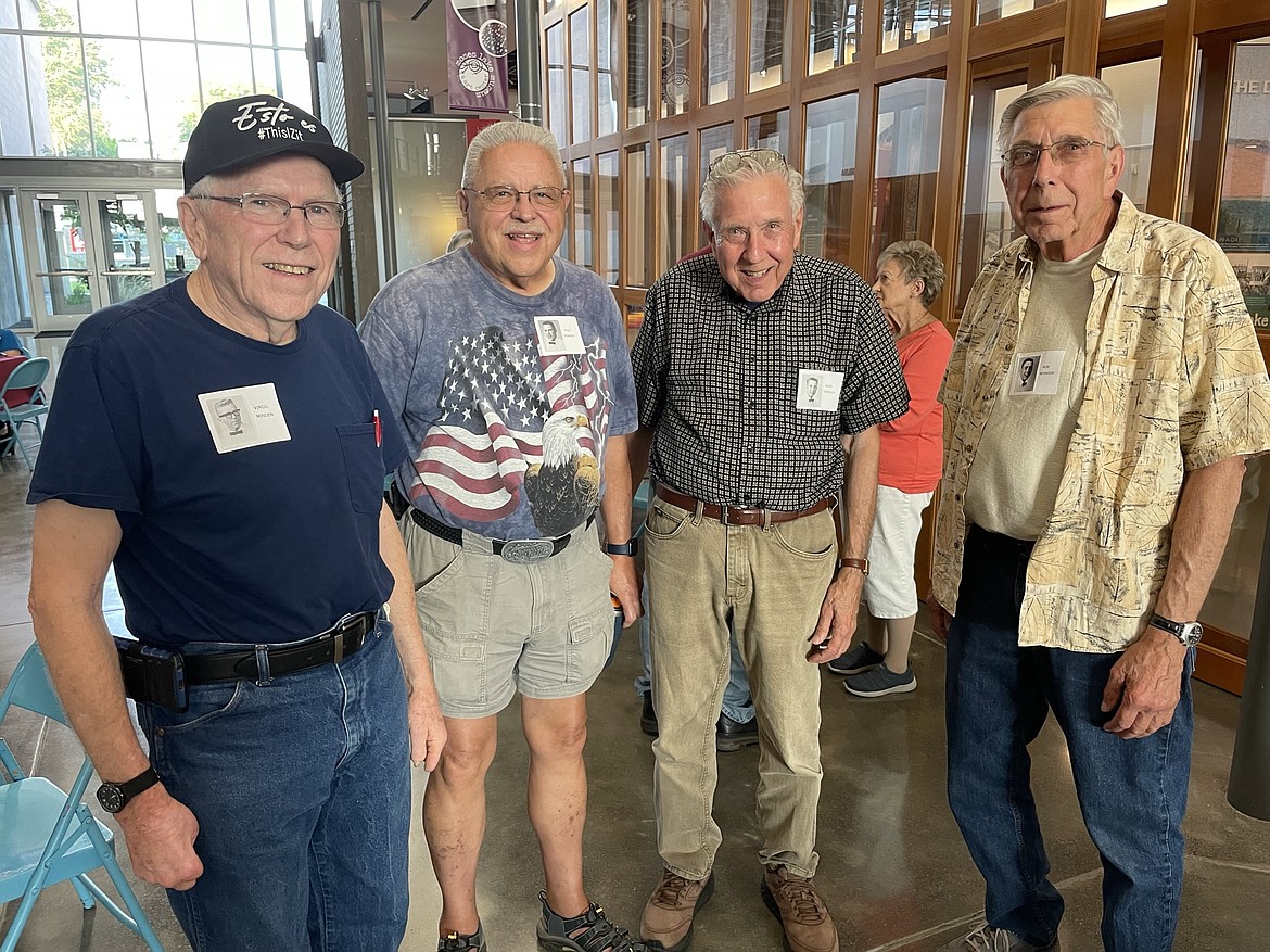 Moses Lake High School Class of 1962 alumni Virgil Minden, Paul Powers, and twin brothers Budd Bennion and Bob Bennion in the Moses Lake Civil Center last Wednesday, Sept. 14 for the first of two days of celebrations to mark their 60th Class Reunion.