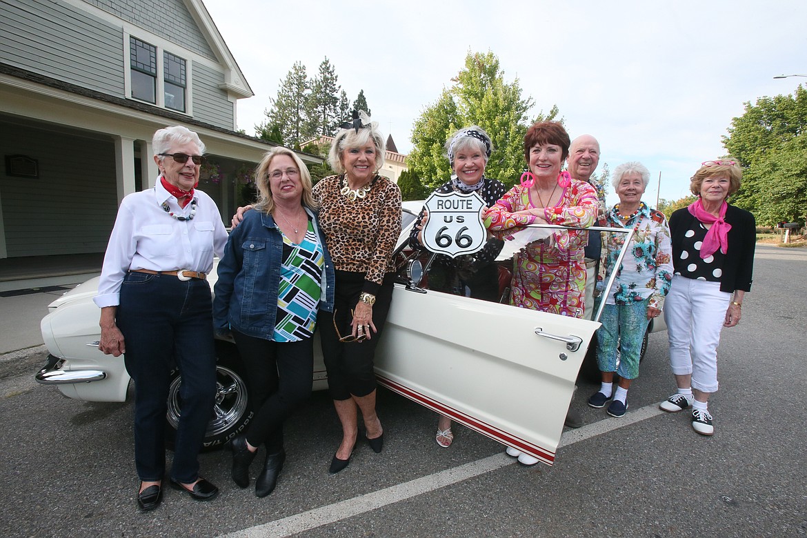 All dolled up for a groovy Wednesday evening, friends gather around Susan Jacklin's sweet 1964 Mustang before enjoying a Route 66-themed cooking class at the Jacklin Arts and Cultural Center in Post Falls. From left: Teresa Kosel, Bobbi Bild, Suzy Jolley, Jacklin, Terri McManus, Bob Black, Cricket Pierce and Linda Pry.