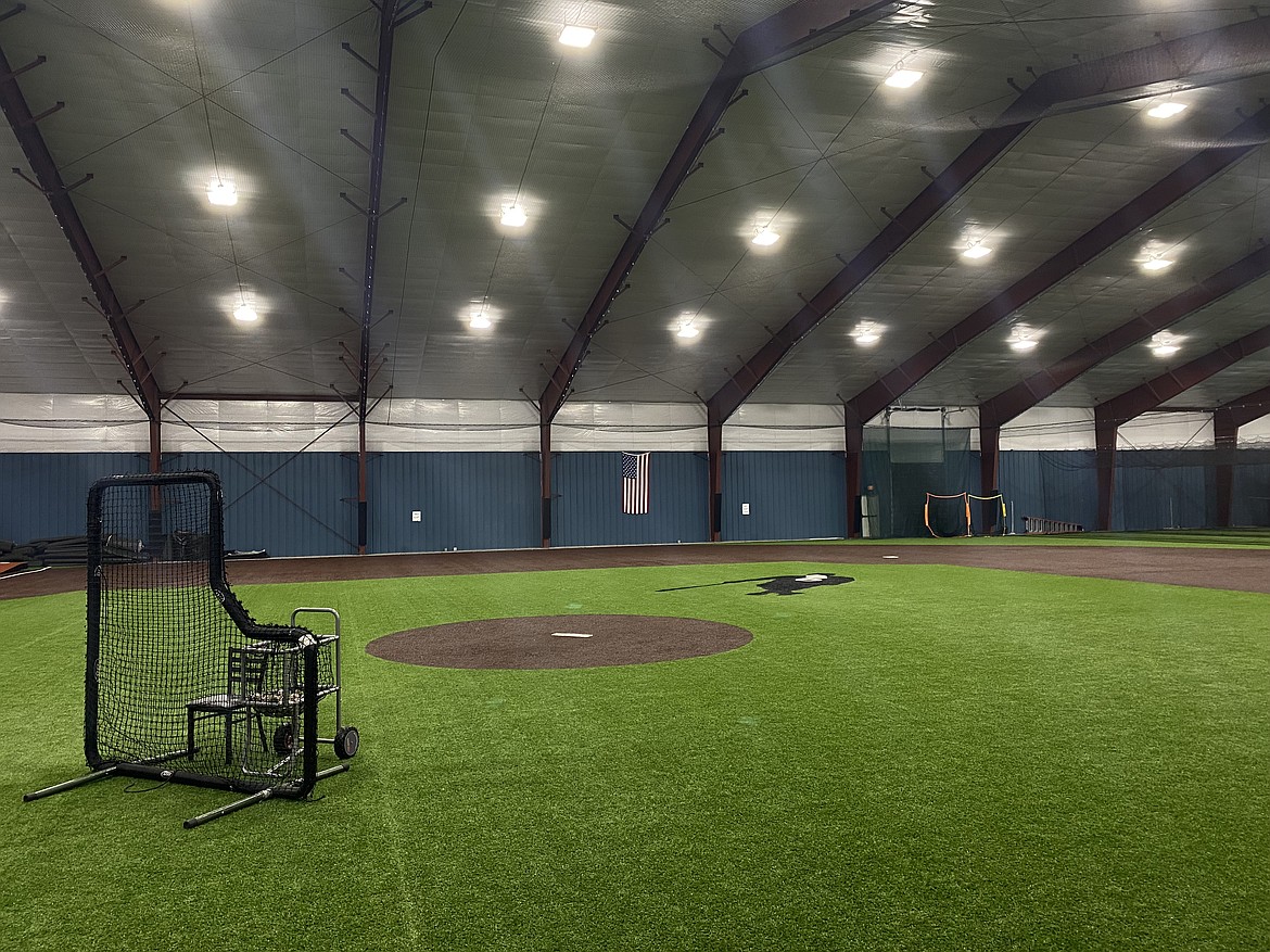 Inside of The Six Training Facility is an infield where players can work on batting practice as well as fielding.
