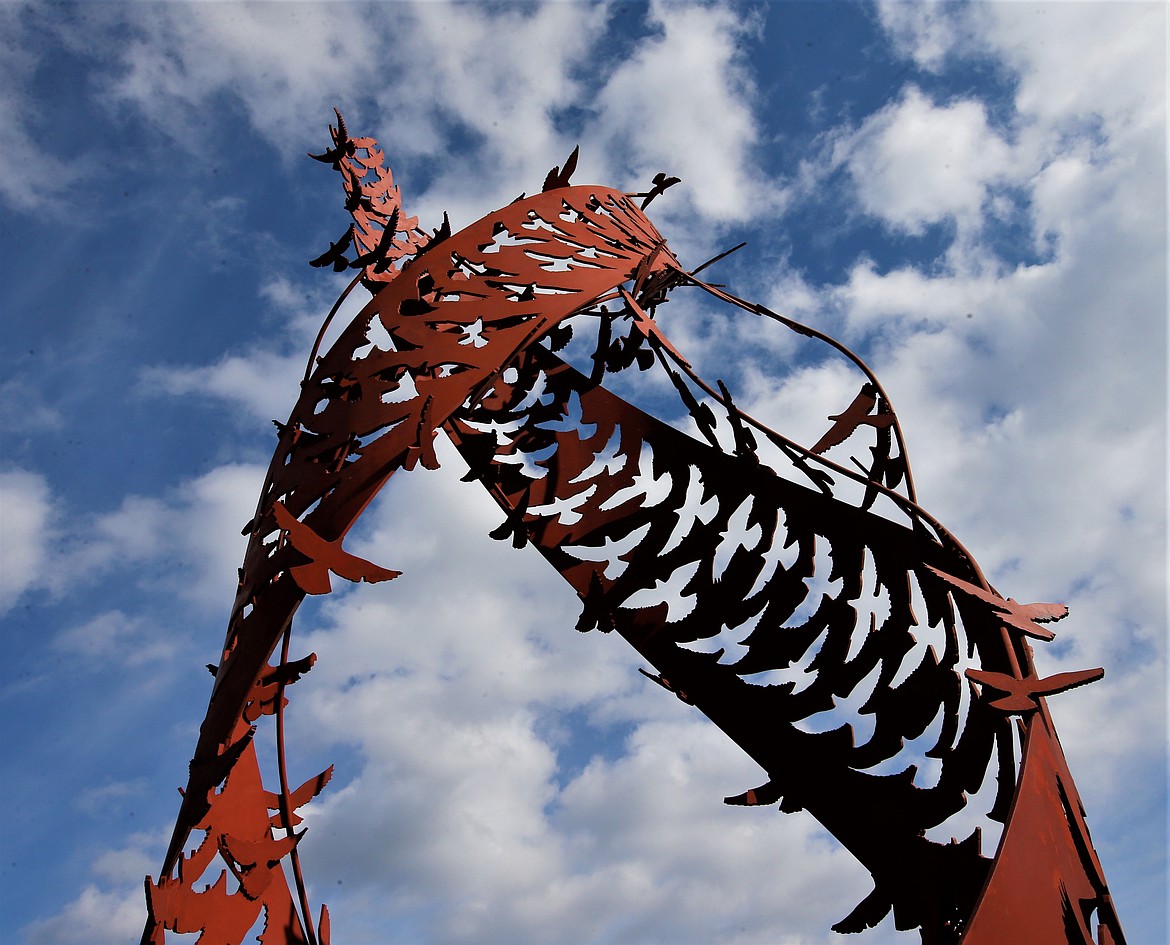 The "Monument to Peace and Unity" dedicated Friday soars upward in Coeur d'Alene.