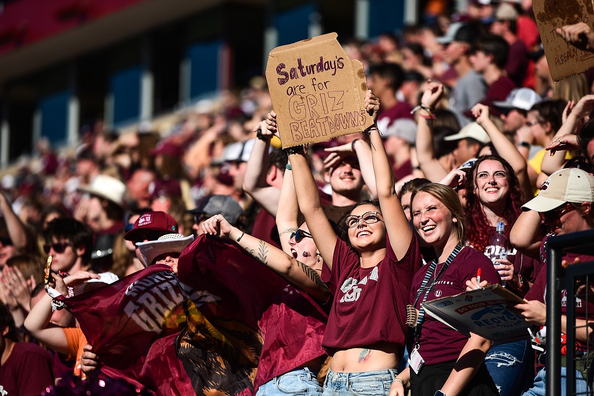 The student section cheers on the Grizzlies as they play Portland State at Washington-Grizzly Stadium on Saturday, Sept. 24. (Casey Kreider/Daily Inter Lake)