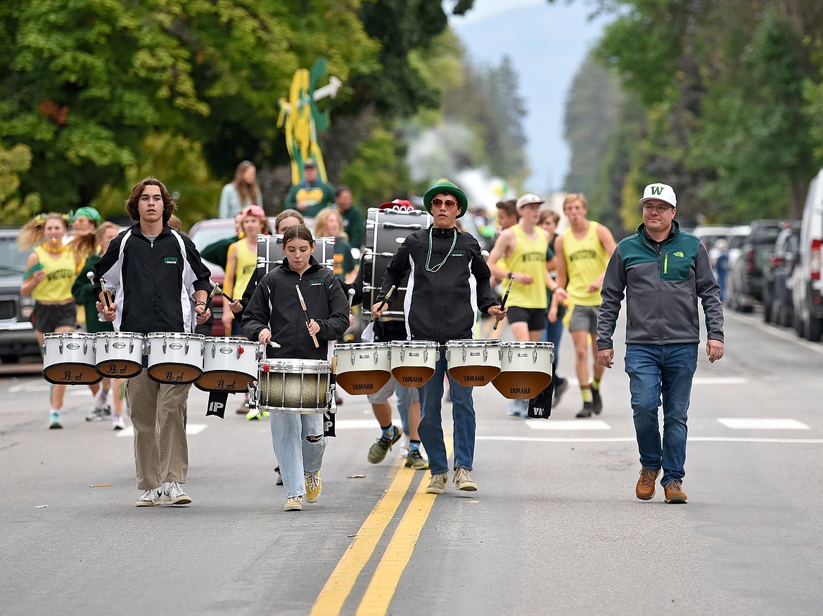 The WHS Band marches in the 2022 Whitefish Homecoming Parade on Friday. (Whitney England/Whitefish Pilot)