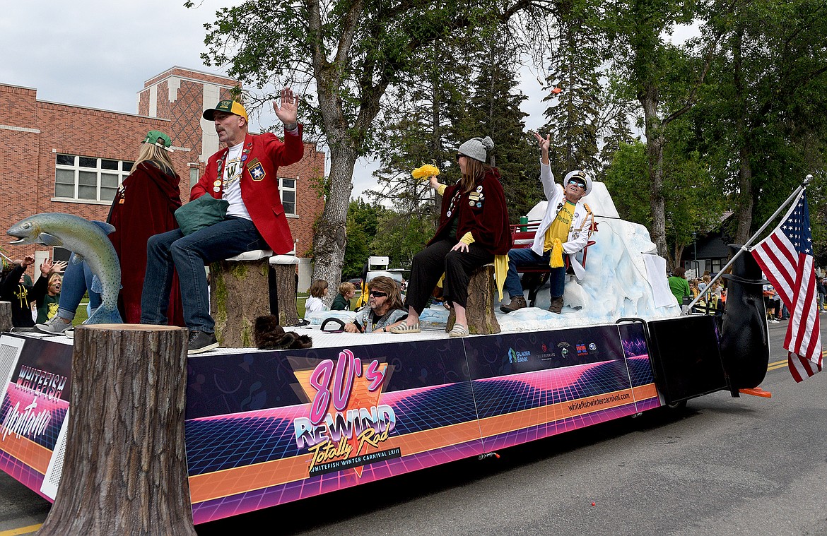 The Whitefish Winter Carnival float rides along in the 2022 Whitefish Homecoming Parade. (Whitney England/Whitefish Pilot)