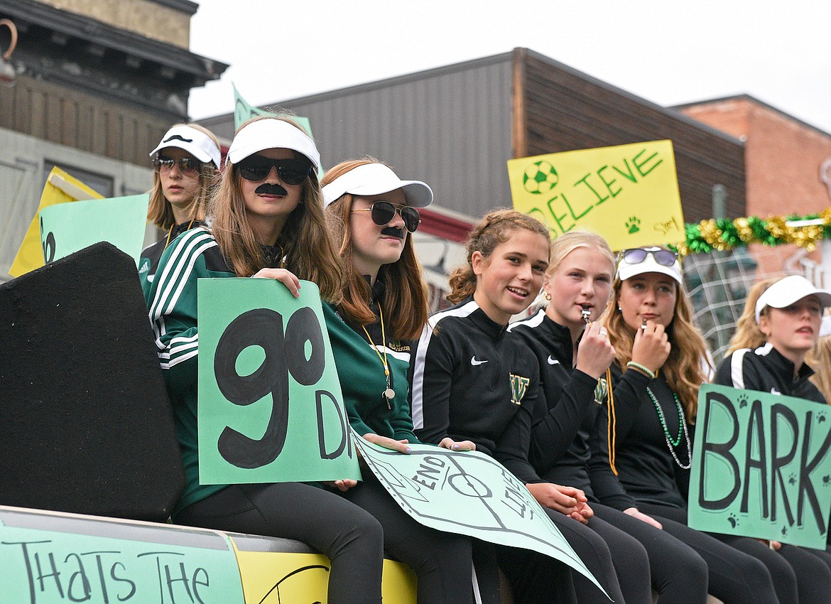 The Whitefish High School Soccer teams had a Ted Lasso theme for their float in the 2022 Whitefish Homecoming Parade. (Whitney England/Whitefish Pilot)