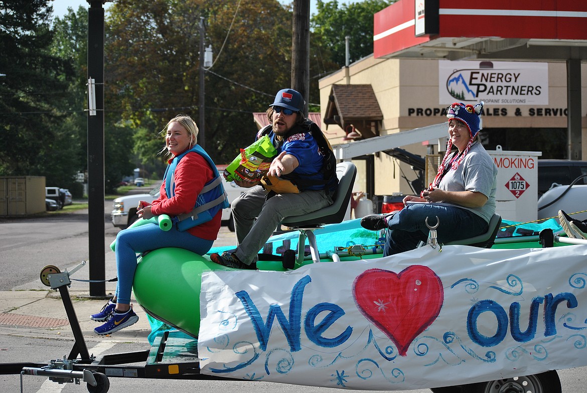 The Superior Staff float was fitting, with Kyra McElroy, Bradley Smith, and Michelle McCracken cruising along the parade route. (Amy Quinlivan/Mineral Independent)